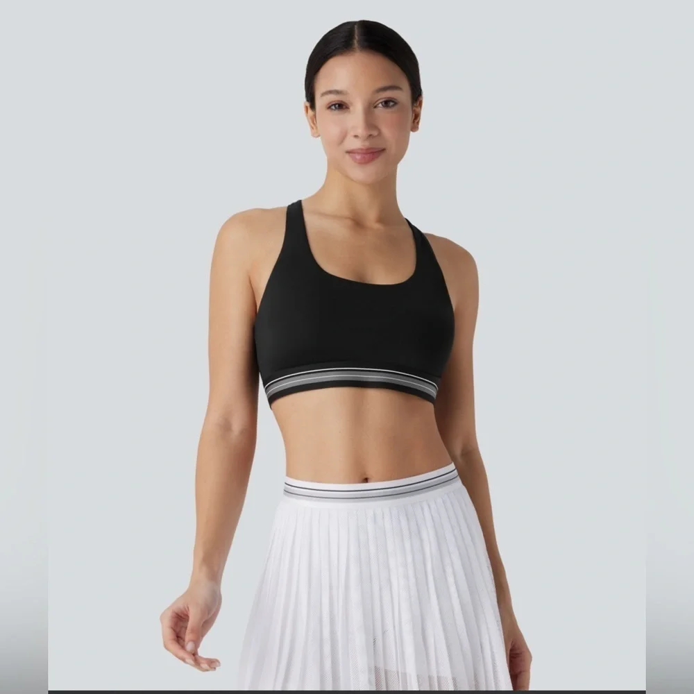 Halara Medium Support U Neck Backless Color Block Cool Touch Sports Bra medium